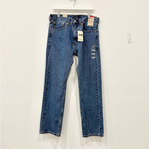 NWT Levi's 505 Regular Fit Mid Rise Denim Straight Jean Blue Men Size 34 x 32